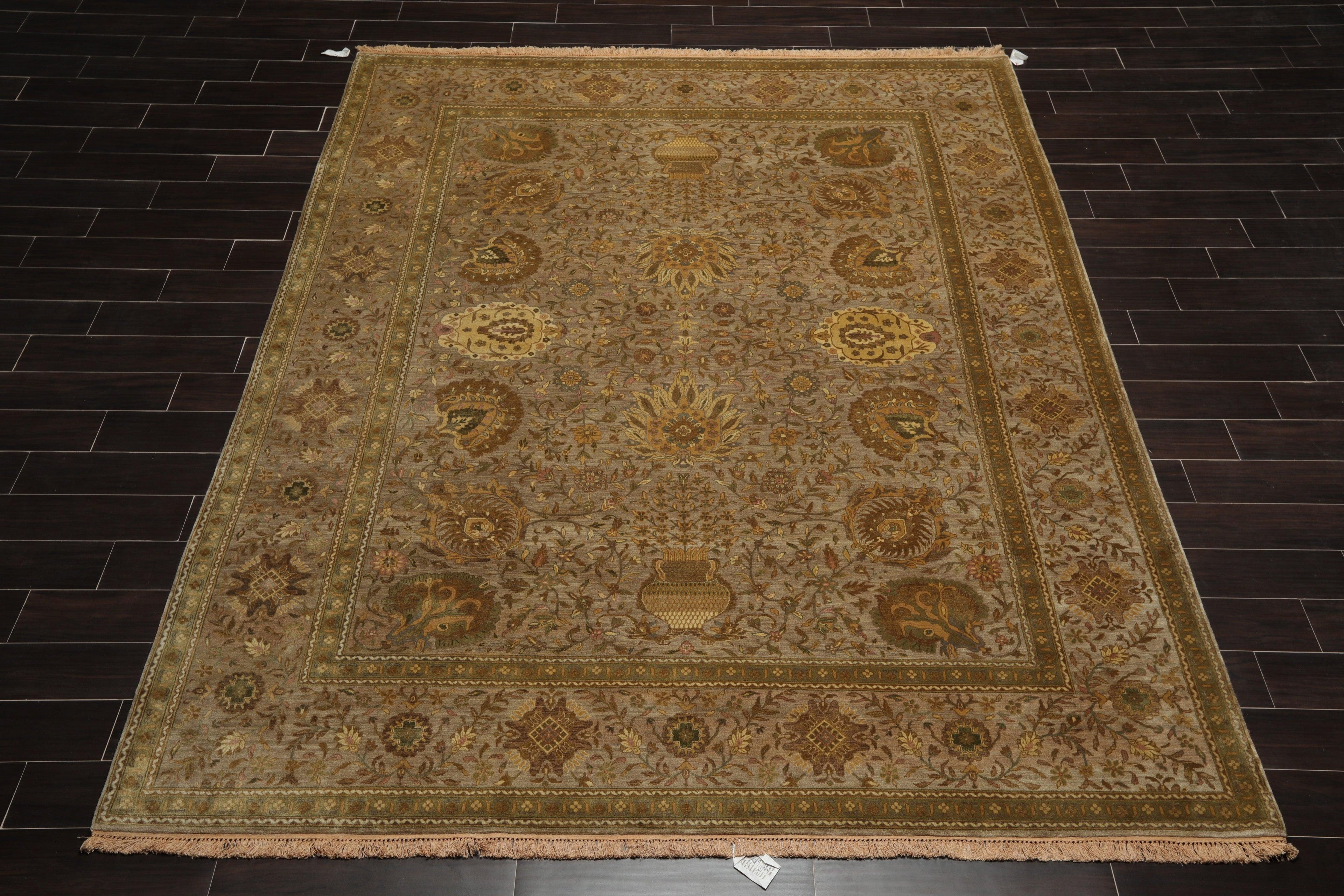8' x 9'10" Hand Knotted 100% Wool Traditional 250 KPSI Oriental Area Rug Taupe