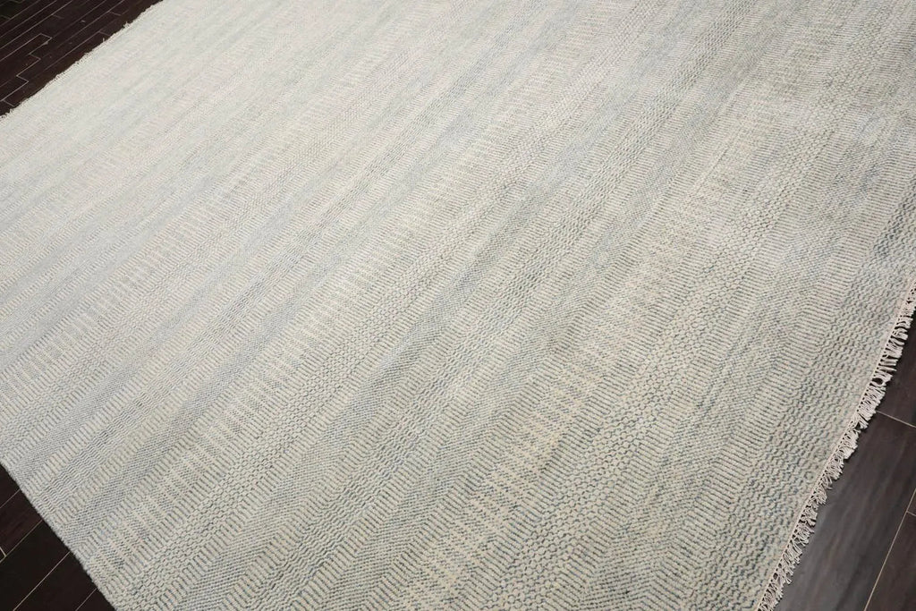 Multi Sizes Blue Hand Knotted Wool and Silk Modern Oriental Area Rug