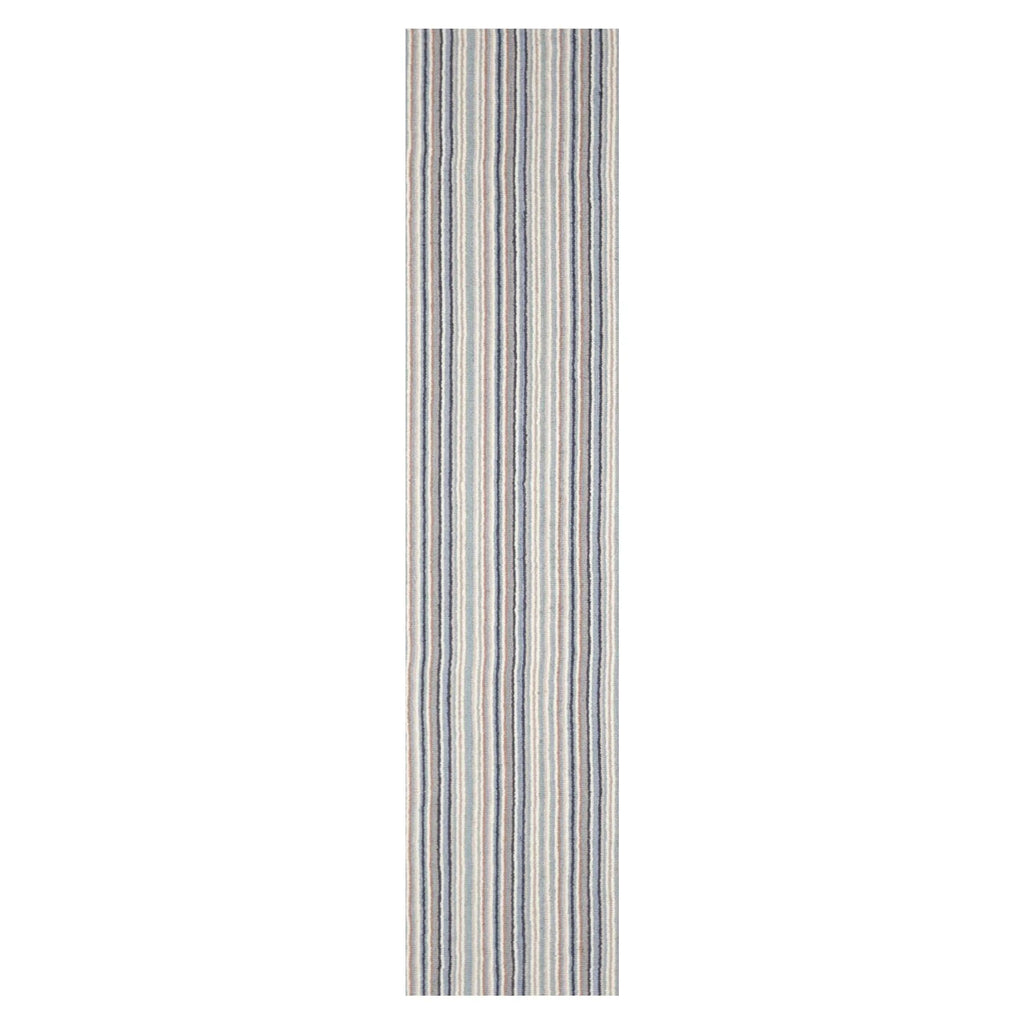 LoomBloom Multi Sizes Ivory Hand Tufted Contemporary  Striped New Zealand Wool Oriental Area Rug