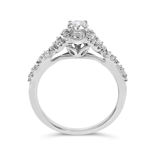 14K White Gold 1/2 Cttw Lab Grown Diamond Vintage Style Engagement Ring (F-G Color, VS1-VS2 Clarity)