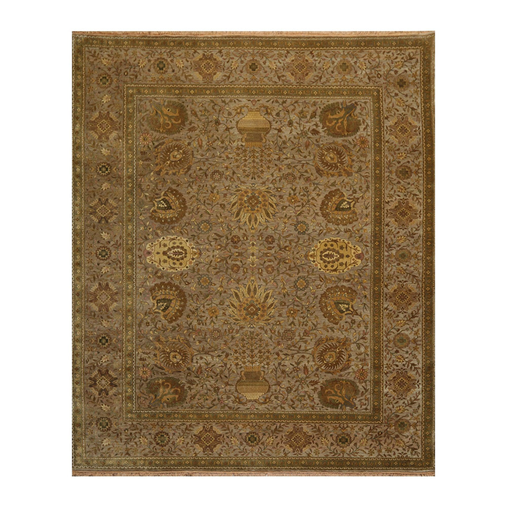 8' x 9'10" Hand Knotted 100% Wool Traditional 250 KPSI Oriental Area Rug Taupe