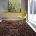 Multi Size Chocolate, White Hand Made Shag Polyester Modern Oriental Area Rug