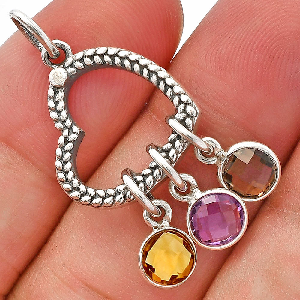 Heart - Citrine, Amethyst & Smoky Quartz Pendant P-1731 SDP147839