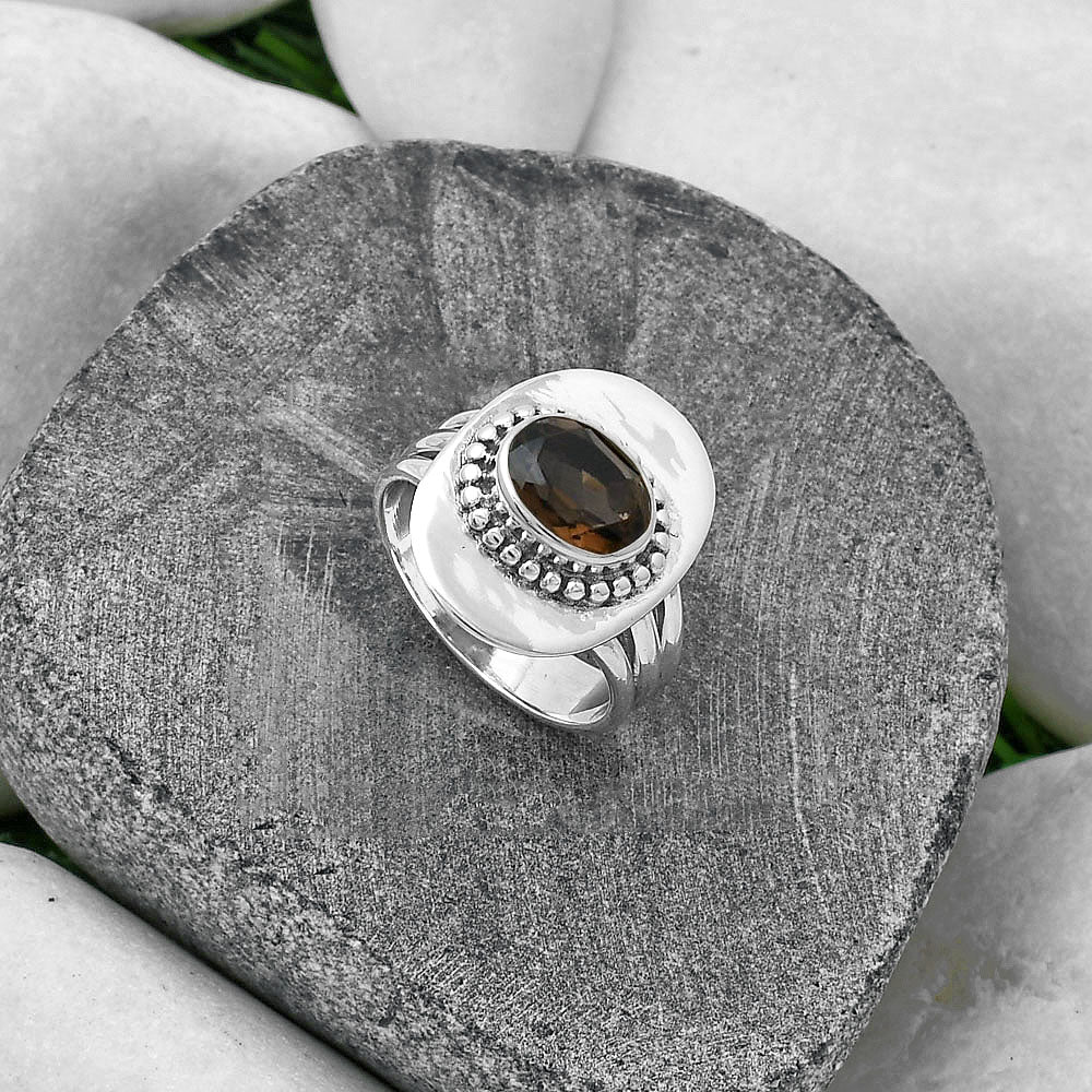 Natural Smoky Quartz - Brazil Ring size-7 R-1458 SDR202838