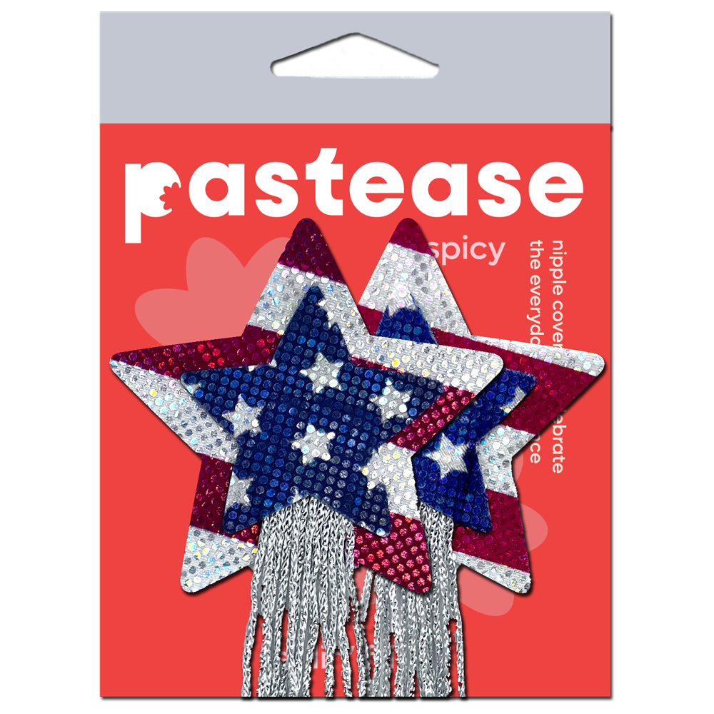 5-Pack: Tassel Pasties: American Patriotic Sparkling Stars & Stripes USA Breast Pasties by Pastease®